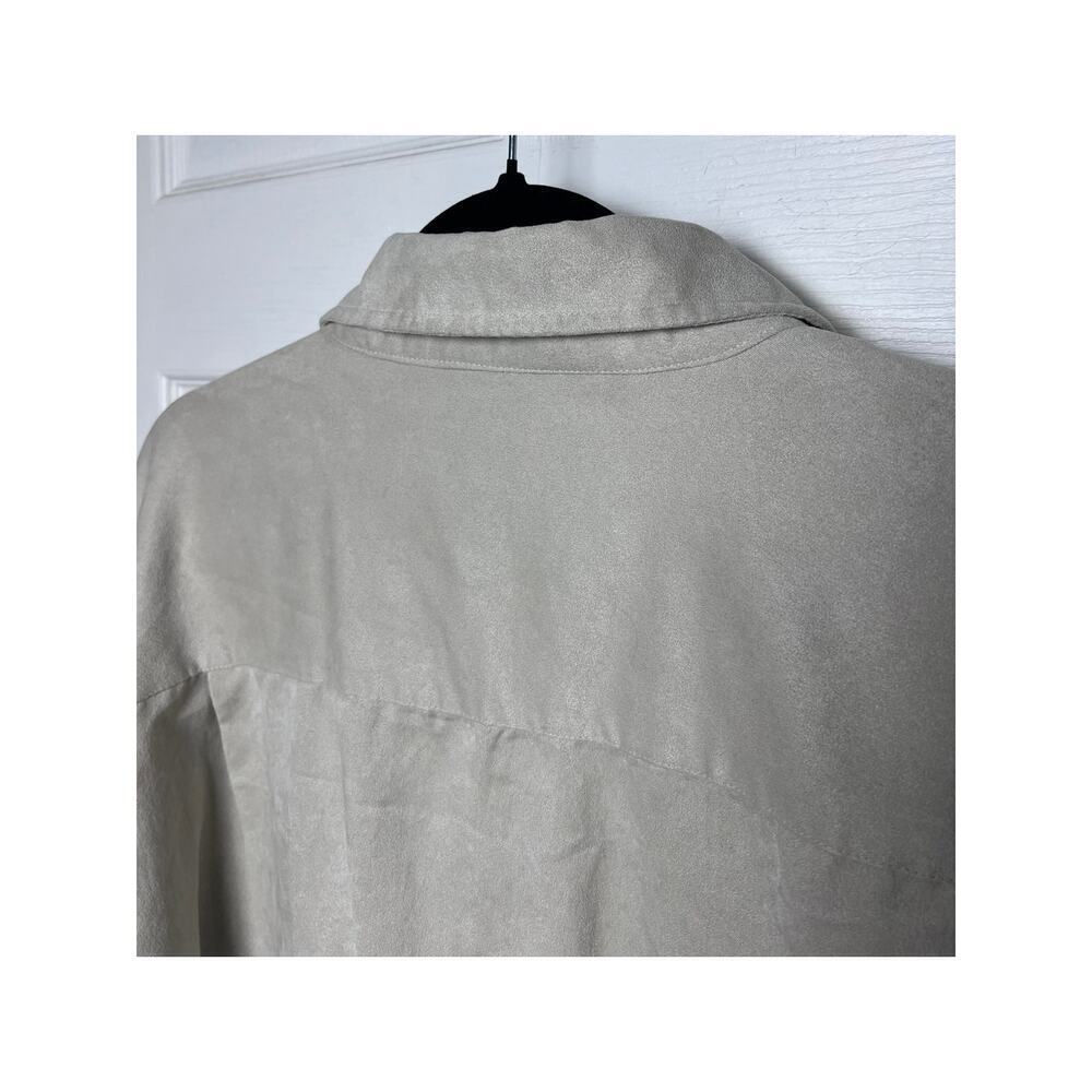 George Foreman Men's Long Sleeve Button Up Beige Suede Pocket Shirt Size 3X/Big - Picture 8 of 9